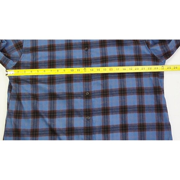 Uniqlo Size XL Womens Blue Brown White Trim Plaid Flannel Long Sleeve Shirt - Picture 3 of 10
